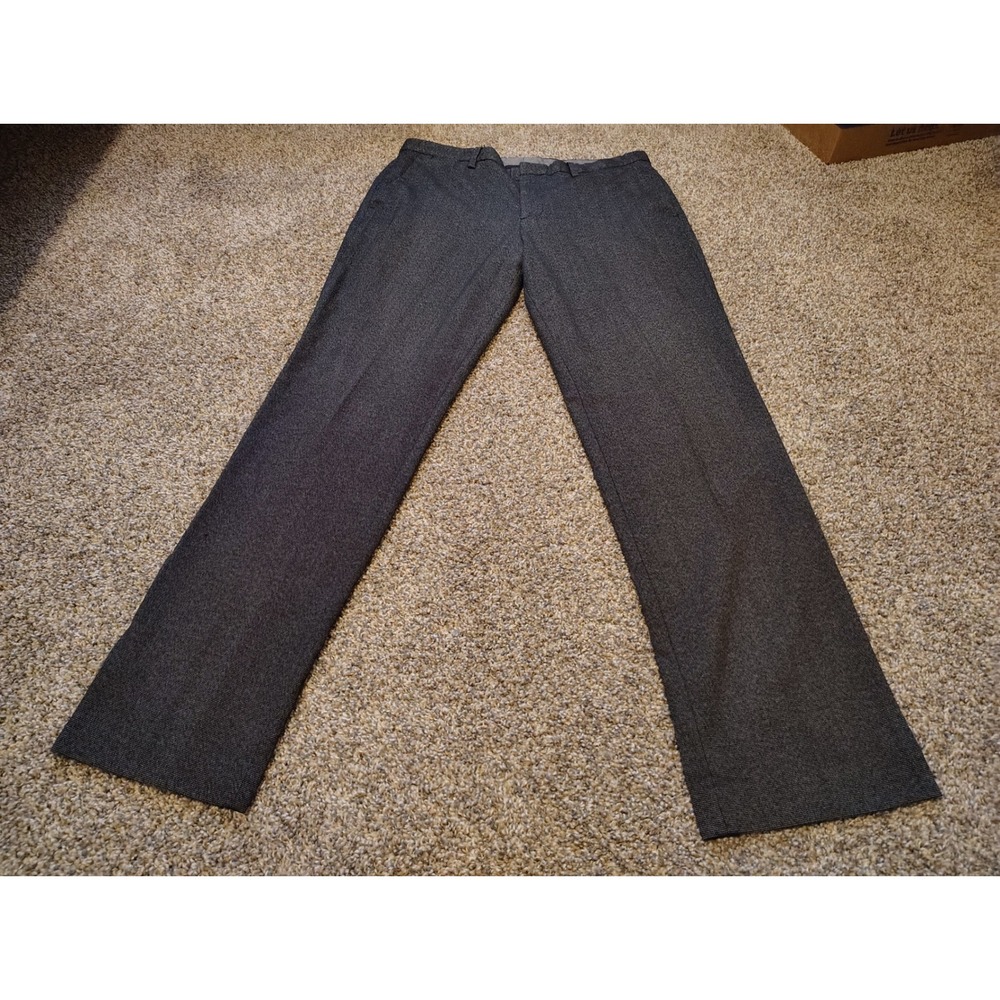 Express Producer Mens Dress Pants 34x34 Charcoal Gray Micro Pattern Flat Front